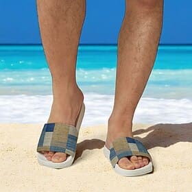 Men's Patchwork Designed Slide Sandals – Casual  Stylish Style for Men in Beach Vacations, Poolside Relaxing  Daily Summer Wear