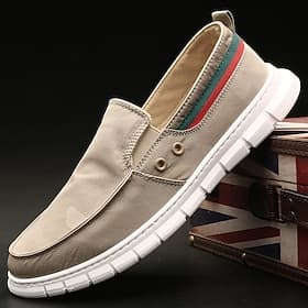 Men's Slip-On Canvas Driving Loafers – Soft Lightweight Casual Shoes for Travel, Driving and Outdoor Comfort