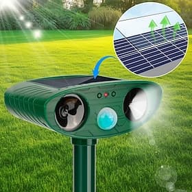 Solar Animal Repellent Ultrasonic, Cat Repellent Outdoor Deer Repellent Devices with Motion Sensor Animal Repeller to Repel Cat Deer Squirrel Rabbit Dog Skunk