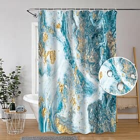 Shower Curtain with Hooks 180cm180cm(7070) Polyester Washable Waterproof Marble Abstract Pattern