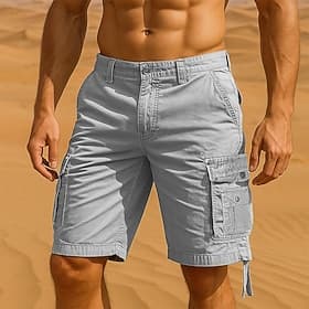 Men's Capri Cargo Shorts Cargo Shorts Shorts Summer Shorts Multi Pocket Flap Pocket Plain Comfort Wearable Knee Length Daily Outdoor Sport Fashion Casual Khaki