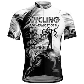 Herren Radtrikot Buchstaben  Zahlen Kurzarm Fahhrad T-Shirt Trikot mit 3 Gesäßtaschen Mountainbike MTB Schnelltrocknend Anatomisches Design Feuchtigkeitsableit
