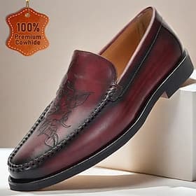 Men's Burgundy Leather Loafers with Decorative Stitching – Kentucky Derby Shoes for Elegant Casual Occasions