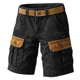 Men's Bermuda Shorts Cargo Shorts Shorts Casual Shorts Hiking Shorts Multi Pocket Straight Leg Color Block Plain Wearable Moisture Wicking Knee Length Casual D