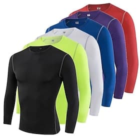 Men's Solid Colored Running T-Shirt Compression Shirt Spring Fall Long Sleeve Casual Athleisure Quick Dry Breathable Gym Workout Running Walking Jogging Black