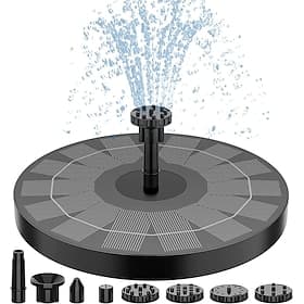 Solar Fountain, Solar Powered Bird Bath Fountain Pump with 6 Nozzles 1.4W Solar Panel Kit Water Pump, Outdoor Watering Submersible Pump for Pond, Pool, Garden,
