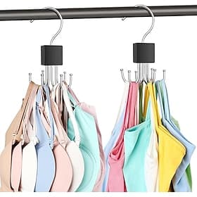 2 Pack Tank Top Hanger Bra Hangers for Closet Organizer Max 36 Storage Capacity Space Saving 360Rotatable Metal Bra Organizer Closet Organizers and Storage for