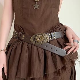 Women's Belt PU Coffee Waist Belt Street Weekend Floral