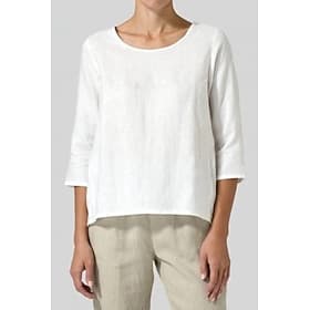 Women's  100% Cotton Blouse Plain Basic Casual 3/4 Length Sleeve Crew Neck Regular Tops Daily Holiday Going out Black White Pink Army Green Gray Summer