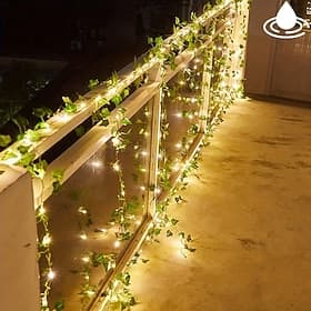 guirlandes de vigne solaires lumières de lierre led rotin artificiel plante verte led guirlande lumineuse solaire extérieure étanche led chaîne suspendue lumiè