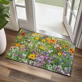 Multicolor Flowers Doormat Kitchen Mat Floor Mat Non-Slip Area Rug Oil Proof Rug Indoor Outdoor Mat Bedroom Decor Bathroom Mat Entrance Rug