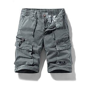 Men's Cargo Shorts Shorts Summer Shorts Drawstring Elastic Waist Multi Pocket Plain Comfort Wearable Knee Length Daily Outdoor Sport Fashion Casual Khaki Black