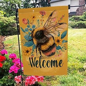 Summer Bees Garden Flag 12 x 18 Inch Yard Patio Flags, Small Garden Flags for Outside, Outdoor Flags, Holiday Garden Flags