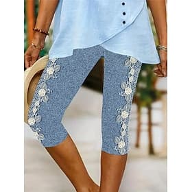 Women's Leggings Capri Pants High Elasticity Vacation Vintage Fashion Calf-Length Mid Waist Floral Graphic Printing Breathable Soft  Vacation Casual Daily Robi thumbnail 2