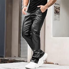 Homme Pantalons Pantalon d'été Shorts en simili cuir Avec Poches Uni Confort Respirant Vacances Quotidien Fête Élégant Athleisure Noir