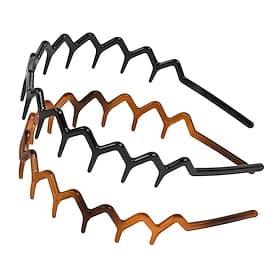 2 Pcs Zig Zag Headbands for Women Teen Girls Men, Plastic Hair Bands with Teeth Thin Zigzag Head Bands for Women's Hair, Non Slip Black Comb Hairbands Accessor