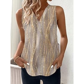 Women's Camisole Tank Top Print Graphic Polka Dot Striped Stylish Casual Sleeveless V Neck Regular Tops Daily Black White Green Khaki Summer Spring