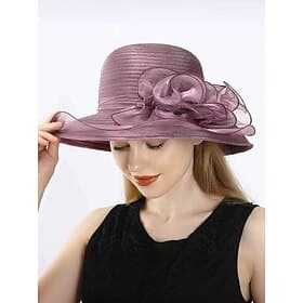 Women's Elegant Wide Brim Floral Straw Hat with Ribbon and Pearl Accents, Perfect for Summer Garden Parties, Outdoor Events and Weddings
