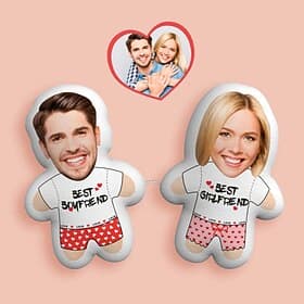Custom Face Photo Pillow Couple Personalized Gift Toy Plush Doll Link with a Line Ideal Gift for Her Him Best Girfriend Boyfriend