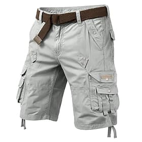 Men's Capri Pants Cargo Shorts Shorts Hiking Shorts Leg Drawstring 6 Pocket Plain Comfort Casual Daily Outdoor Vacation Fashion Wine Navy Blue