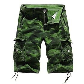 Men's Cargo Shorts Camo Shorts Shorts Summer Shorts Leg Drawstring Flap Pocket Camo / Camouflage Comfort Wearable Knee Length Daily Outdoor Sport Fashion Casua