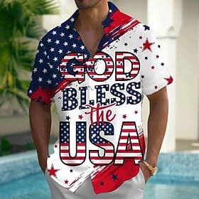 Independence Day Men's American US Flag 4th of July U.S. 250th Anniversary Patriotic Shirt Summer Shirt Button Up Shirt Short Sleeve Fashion Casual Holiday Sum thumbnail 2