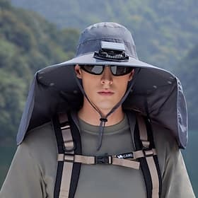 Wide Brim Solar Fan Outdoor Fishing Hat - 1 Pc, Neck Protection Shawl, Sun Shading, Breathable and Cooling, Perfect for Summer Camping, Hiking, and Fishing Adv