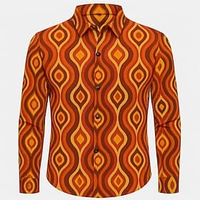 Retro vintage Jaren '70 Hemd Schijf Meetkundig Kostuum Voor heren Halloween Carnaval Prideparade Trots maand Festival Volwassenen Hemd