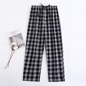 Voor heren Loungewear Geruite broek Lounge Broeken Ruitjes Modieus Klassiek Casual Huis Dagelijks Bed Katoen Comfort Ademend Zacht Pantalon Elastische taille L