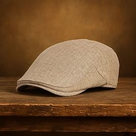 Men's Flat Cap Beret Hat Ascot Hat Newsboy Hat Brown Beige Linen Fashion Casual Street Daily Plain Adjustable Sunscreen Breathable
