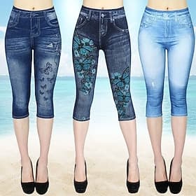 Women's Leggings Capri Pants 3D Print Vacation Vintage Casual Calf-Length High Waist Floral High Cut Comfort Breathable Quick Dry Stretchy Outdoor Street Daily