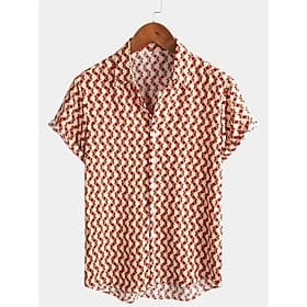 Retro Vintage 1970s Shirt Hawaiian Shirts Disco Geometic Psychedelic Fancy Dress Men's Halloween Carnival Music Festival Pride Parade Pride Month Adults' Shirt