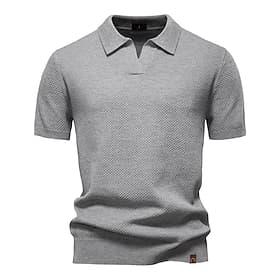 Men's Polo Knit Polo Sweater Business Casual V Neck Short Sleeve Formal Solid Color Textured Novelty Summer All Seasons Light Blue Black White Navy Blue Army G