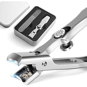 Ultra Sharp Stainless Steel Nail Clippers German Nail Clippers for Men with Catcher, Heavy Duty Toe Nail Clippers for Thick Nails Seniors, Portable Ultra Sharp