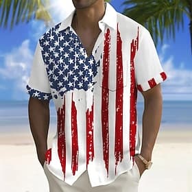Independence Day Men's American US Flag 4th of July U.S. 250th Anniversary Patriotic Shirt Summer Shirt Button Up Shirt Short Sleeve Fashion Casual Holiday Sum