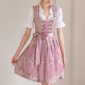 Oktoberfest Dress Dirndl Dirndl Blouse Midi Length Lace Maid Bavarian German Munich Wiesn Women's Carnival Beer Festival Traditional Style Cloth