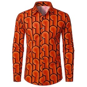 Retro Vintage 1970s Shirt Disco Geometic Psychedelic Fancy Dress Men's Halloween Carnival Music Festival Pride Parade Pride Month Adults' Shirt