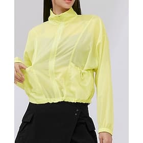 Women's Solid Colored Tennis Sports Jacket Long Sleeve Drawstring Zipper Pocket Quick Dry Breathable Tennis Golf Pickleball Stand Collar Jacket White Yellow Pi