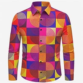 Retro vintage Jaren '70 Hemd Schijf Meetkundig Kostuum Voor heren Halloween Carnaval Prideparade Trots maand Festival Volwassenen Hemd thumbnail 2