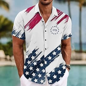 Independence Day Men's 4th of July U.S. 250th Anniversary US Flag Patriotic Shirt Summer Shirt Button Up Shirt Short Sleeve Fashion Casual Outdoor Vacation Dai