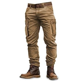 Men's Cargo Pants Tactical Pants Trousers Hiking Pants Buttons Multi Pocket Plain Wearable Outdoor Camping  Hiking Casual Athleisure Black Army Green