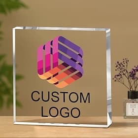 Personalized Acrylic Logo Plaque Custom Photo and Text Plaque ,Display Sign for Collectible Figurines, Desk or Shelf Decor