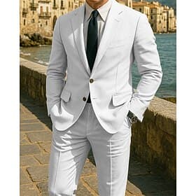 Men's Blazer Suits Business Cocktail Party Wedding Party Fashion Casual Spring Fall Polyester Solid Color Pocket Buttons Comfortable Single Breasted Blazer Bla