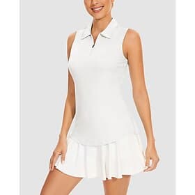 Women's Solid Colored Tennis Shirt Sleeveless Zipper UPF50 Quick Dry Tennis Golf Badminton Zip Collar Tee Tshirt Top White Pink Red Tennis Clothing