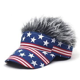 Men's Visor Hat with Spiked Wigs Fake Hair Visor Wig Men Sun Hat Baseball Cap Wig Hat Coffee Gray Polyester / Cotton Blend Print Fashion Casual Daily Independe