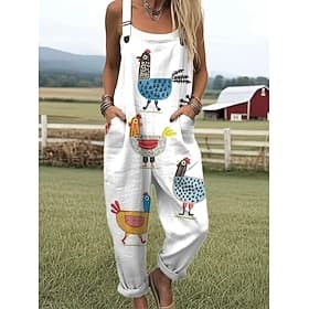 Women's Romper Active Graphic Sleeveless Drawstring Vacation Street Loose Fit White Yellow Purple Summer