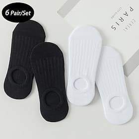 Men's 6 Pairs Multi Packs Socks Running Socks Casual Socks Black White Color Plain Vacation Sports  Outdoor Daily Basic Medium Spring Fall Fashion Casual