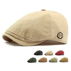 Homme Casquette Plate Chapeau Ascot Casquette Gavroche Noir Vert Claire Polyester Mode Occasionnel Rue Quotidien Plaid Réglable Écran solaire Respirant