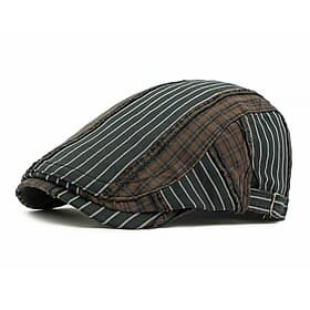 Homme Casquette Plate Chapeau Ascot Casquette Gavroche Noir Rouge Coton Mode Occasionnel Rue Quotidien Plaid Réglable Écran solaire Respirant