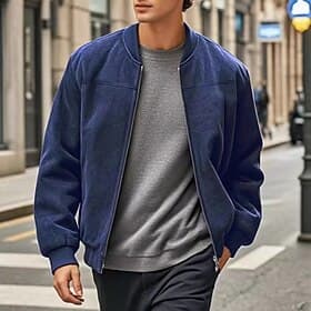 Men's Lightweight Jacket Casual Jacket Vacation Daily Wearproof Pocket Summer Spring Plain Fashion Classic Stand Collar Regular Black Blue Camel Army Green Dar